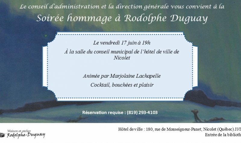 Soirée hommage à Rodolphe-Duguay