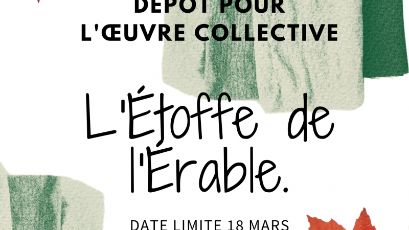 Participer à l'œuvre d'art collective "L'étoffe de L'Érable", une invitation de l’artiste Marie-Claude Garneau à l’ensemble de la population
